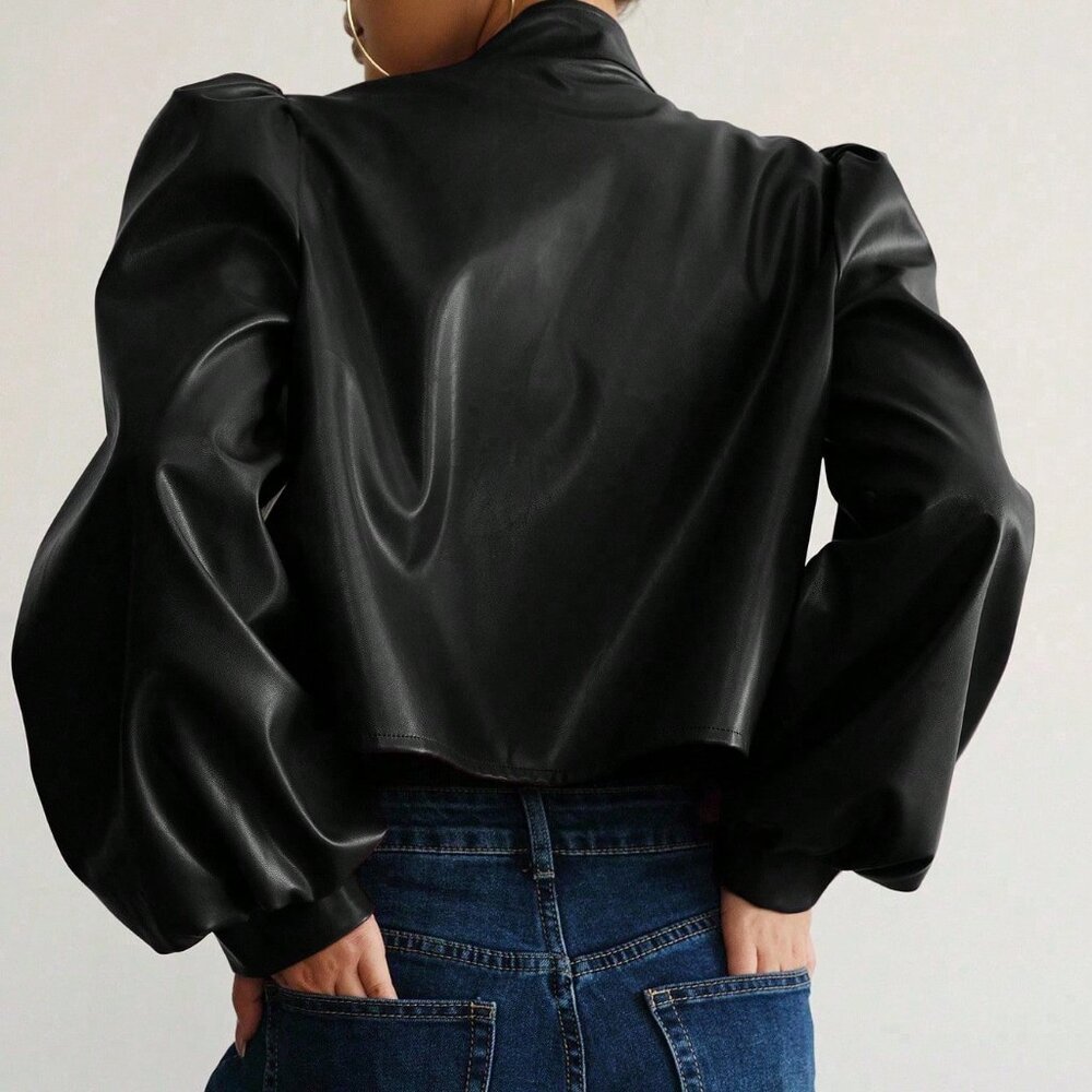Black Casual Women Long Sleeve Buttoned Shirt - Picture 2 of 6